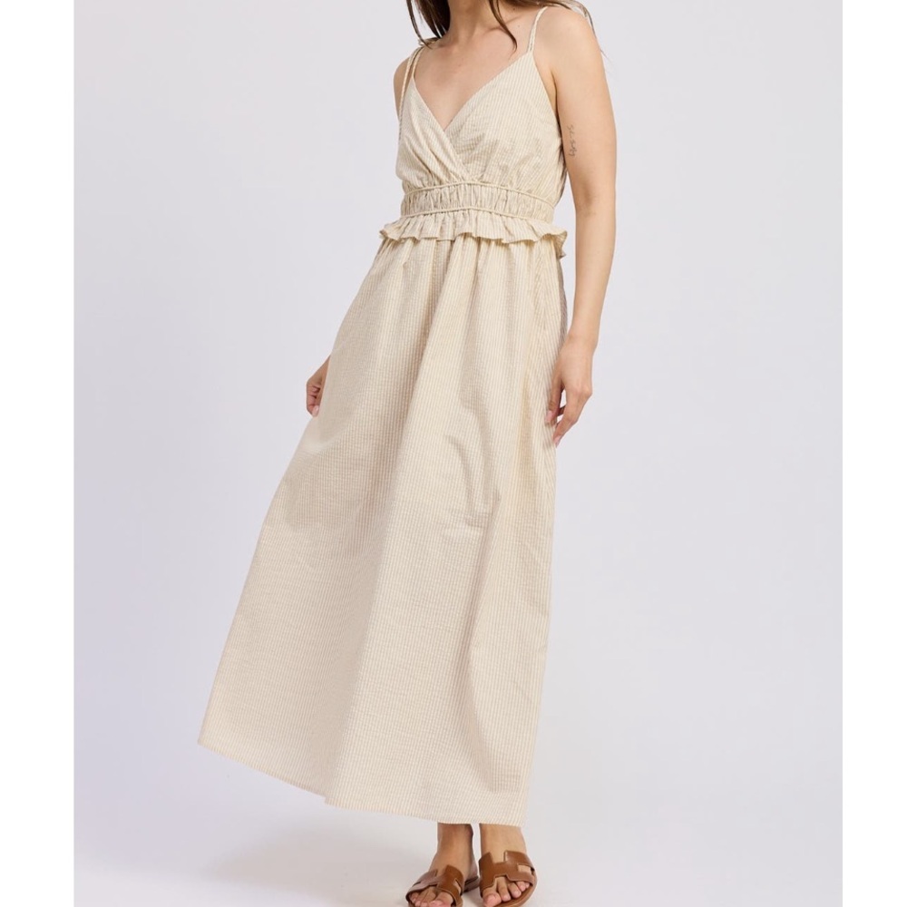 En Saison Brown Stripe Midi Dress - Picture 2 of 5